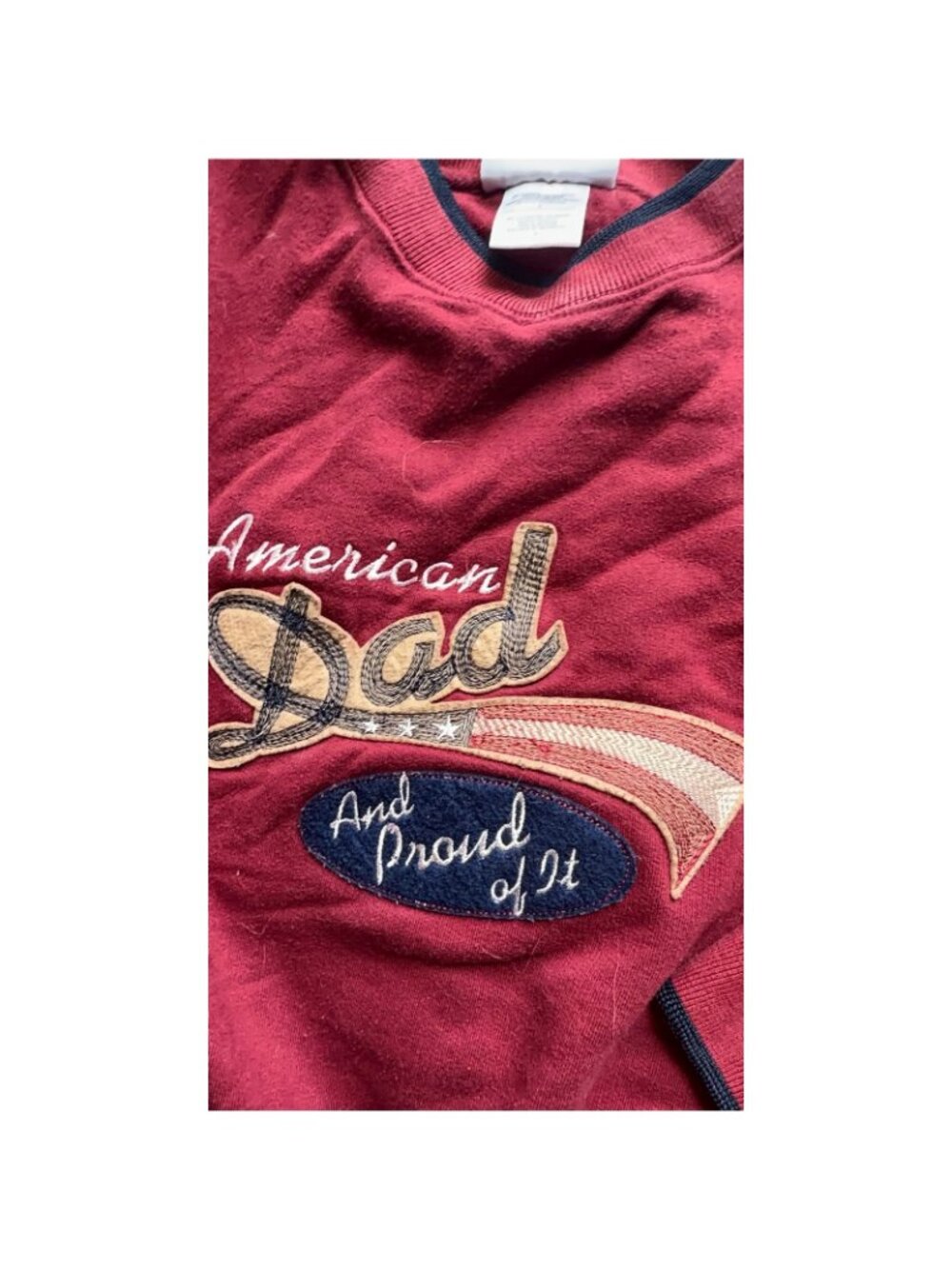 M&C Sport American Dad And Proud Of It Sweatshirt Red Mens Medium Embroidered - Picture 5 of 6